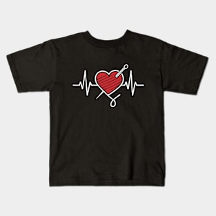 Knitting Heartbeat. Funny Knitting Kids T-Shirt